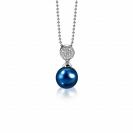 ZINZI silberner Perlenanhänger 18mm  weiße Zirkonias blaue Perle ZIH1151B