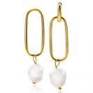 ZINZI silberne Ohrhänger 14K gelb vergoldet 43mm oval weiße Perle ZICH2188G