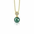 ZINZI silberner Perlenanhänger gelbvergoldet 18mm  weiße Zirkonias grüne Perle ZIH1151GG