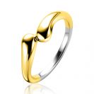 ZINZI Goldplattierter Silberner Glatter Ring mit zwei Tropfenformen, 7mm breit ZIR2682G