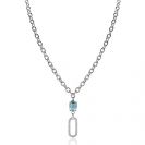 ZINZI zlv. collier/hanger ovale met zirc. en petrol cz