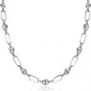 ZINZI zlv. collier paperclip/koffieboon schakels 45cm