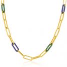 ZINZI zlv. collier gg.verg. paperclip/lapis/malachiet