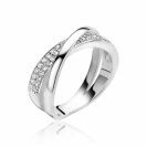 ZINZI silberner Ring cross-over weiß 7mm ZIR1604