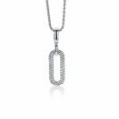 ZINZI silberner Luxus Anhänger oval weiß 32mm ZIH1894