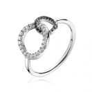 ZINZI silberner Ring 2 runde Formen verbunden schwarz weiß ZIR1987