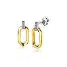 ZINZI silberne Ohrstecker extra 14K gelb vergoldet oval weiße Zirkonias 13mm ZIO2248