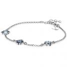 ZINZI Silberarmband mit zwei hellblauen Kleeblättern und einem dunkelblauen Kleeblatt in der Mitte, 17-20 cm ZIA2663B