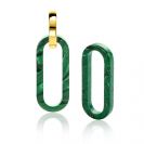 ZINZI zlv. oorbedels malachiet ovaal 30mm lang