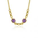 ZINZI vergoldete Silber-Gourmet-Kette mit zwei quadratischen violetten Farbsteinen 40-45cm ZIC-BF122
