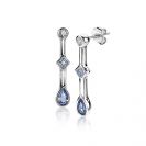 ZINZI silberne Ohrringe Stab 22mm mit Kreis Dreieck Tropfen blau ZIO2091