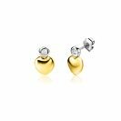 ZINZI zlv. oorknopjes bicolor hart met zirconia