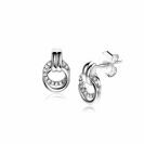 ZINZI silberne Ohrstecker 13mm mit einander verbunden runde Formen glatt und weiße zirconia ZIO2266