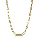 ZINZI silberne Halskette 14K gelb vergoldet ovale Glieder bearbeitet 50cm ZIC2097G