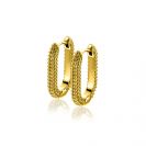 20mm ZINZI Vergoldete Ovale Creolen mit Kugelstruktur und luxuriösem Klappverschluss ZIO2694G