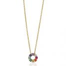 ZINZI Silberhalskette 14 Karat Gelbgold vergoldet 12 mm runder Anhänger Regenbogen ZIC2172