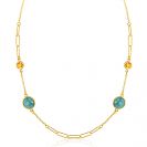 ZINZI zlv. collier gg.verg. fant. groen en geel zirc.