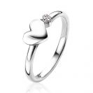 ZINZI silberner Ring Herzen glatt und weiße Zirkonia ZIR2137