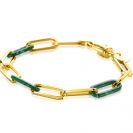 ZINZI zlv. armband gg.verg.paperclip met malachiet