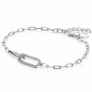 ZINZI Silber Paperclip-Armband mit zwei verbundenen ovalen Gliedern, besetzt mit weißen Zirkonias, 17-20 cm ZIA2690