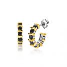 ZINZI silberner Ohrschmuck zweifarbig viereckig und runde schwarze Zirkonias 16mm ZIO2252