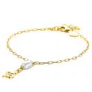 ZINZI zlv. armband gg.verg.met slang en parel hanger