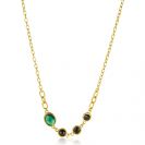 ZINZI zlv. collier gg.verg. met groen en zwart 45cm