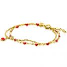 ZINZI vergoldetes Silber Multi-Look-Armband mit roten Emaille-Herzen 17-20cm ZIA-BF101