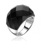 ZINZI silberner breiter Ring 16mm mit auffälligem schwarzem Farbstein ZIR787