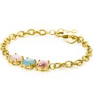 ZINZI zlv. armband gg.verg.met vk.roze en turquoise