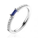 ZINZI silberner Luxus Ansteckring Baguette-Schliff dunkelblauer Zirkonia ZIR2133B