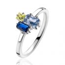 ZINZI zlv. ring met blauw tinten en groen zirc.mt.58