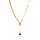 ZINZI vergoldetes Silber Y-Collier mit feinen Gliedern, hängender grüner runder Edelstein, 42-45 cm ZIC2660G