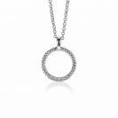ZINZI silberner runder Anhänger 22mm gedreht weißer Zirkonia ZIH2128