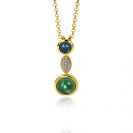 ZINZI silberner Anhänger gelbvergoldet 25mm blaue grüne Farbsteine ZIH1967