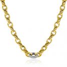 ZINZI vergoldete Silber Gliederkette mit rundem Anhänger, besetzt mit weißen Zirkonias, 6 mm breit, 45 cm ZIC2664