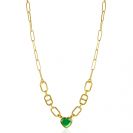 ZINZI zlv. collier gg.verg. met groen hart