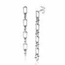 39mm ZINZI Silber Ohrstecker mit langem Kettenglied, verziert mit verspielten Kugeln ZIO2586