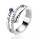 ZINZI silberner Multi-Look-Ring (9mm breit) mit 3 Reihen, besetzt mit blauen Steinen und weißen Zirkonia ZIR2646B
