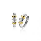 ZINZI silberne Luxus zweifarbige Ohrringe 16mm mit Raute  weiße Zirkonias ZIO2121CR