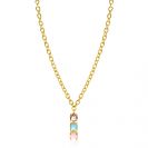 ZINZI zlv. collier gg.verg. hanger roze en turq.stenen