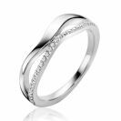 ZINZI Silber-Multilook-Ring (6mm breit) organisch geformt mit zwei geschwungenen Bahnen, davon eine besetzt mit weißen Zirkonia ZIR2629
