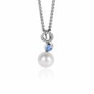 ZINZI zlv. hanger met zirc.wit/blauw/parel