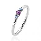 ZINZI zlv. ring met blauwe en paarse zirc. mt.52