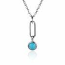 ZINZI silberner Anhänger paperclip Glieder 26mm rund türkis blau ZIH2173