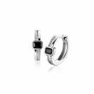 16mm ZINZI Silberne Multi-Look Creolen mit rechteckigen schwarzen und weißen Zirkonias, mit luxuriösem Klappverschluss ZIO2626Z