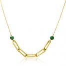 ZINZI zlv. collier gg.verg.paperclip en malachiet bol