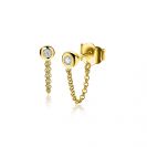 ZINZI silberne Ohrstecker 14K gelb vergoldet mit Kette rund  weiß ZIO1773Y