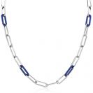 ZINZI zlv. collier paperclip met lapis schakels