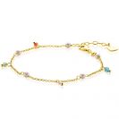 ZINZI zlv. armband gg.verg.parel en kleursteentjes